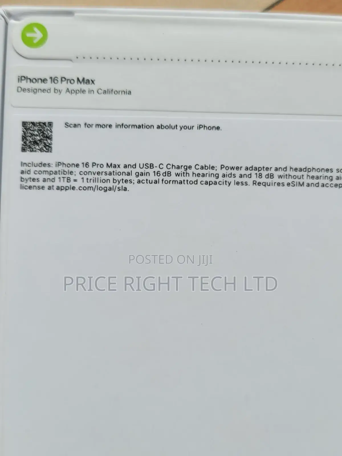 New Apple iPhone 16 Pro Max 256 GB Black