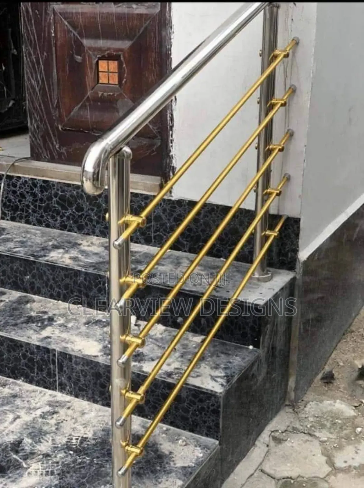 Gold and Silver Stainless Steel Handrail Fabrication