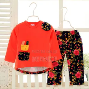  Cute Baby Girl Outfit – Floral Pants Bright Top Set