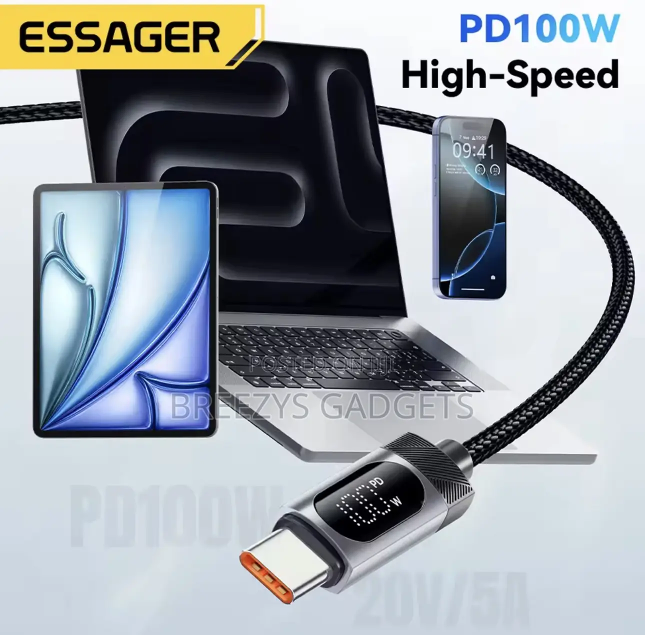 Essager Digital Dispaly Usb C Cable for iPhone and Android