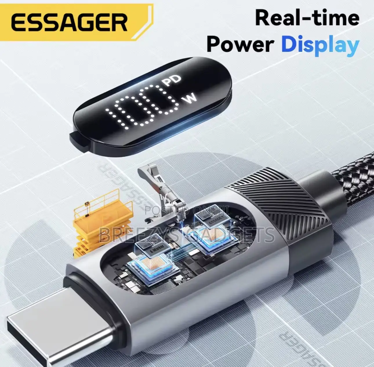 Essager Digital Dispaly Usb C Cable for iPhone and Android