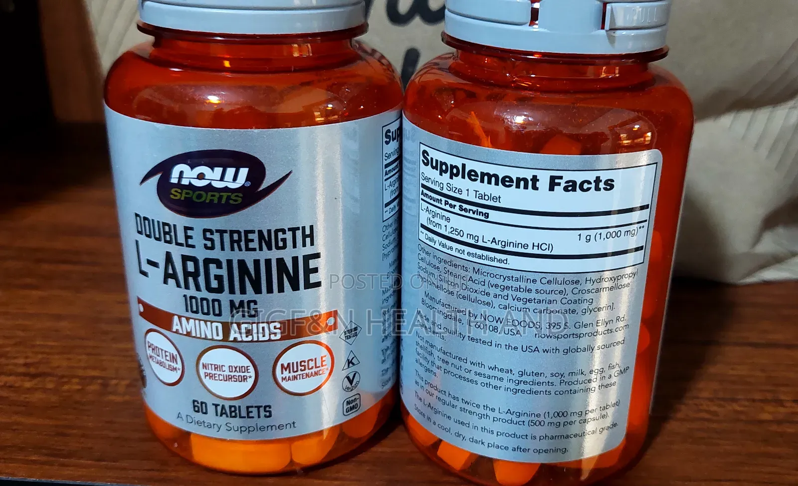 Now Foods, L-Arginine, 1000mg, 60 Tablets (Nitric Oxide, Blood Flow)