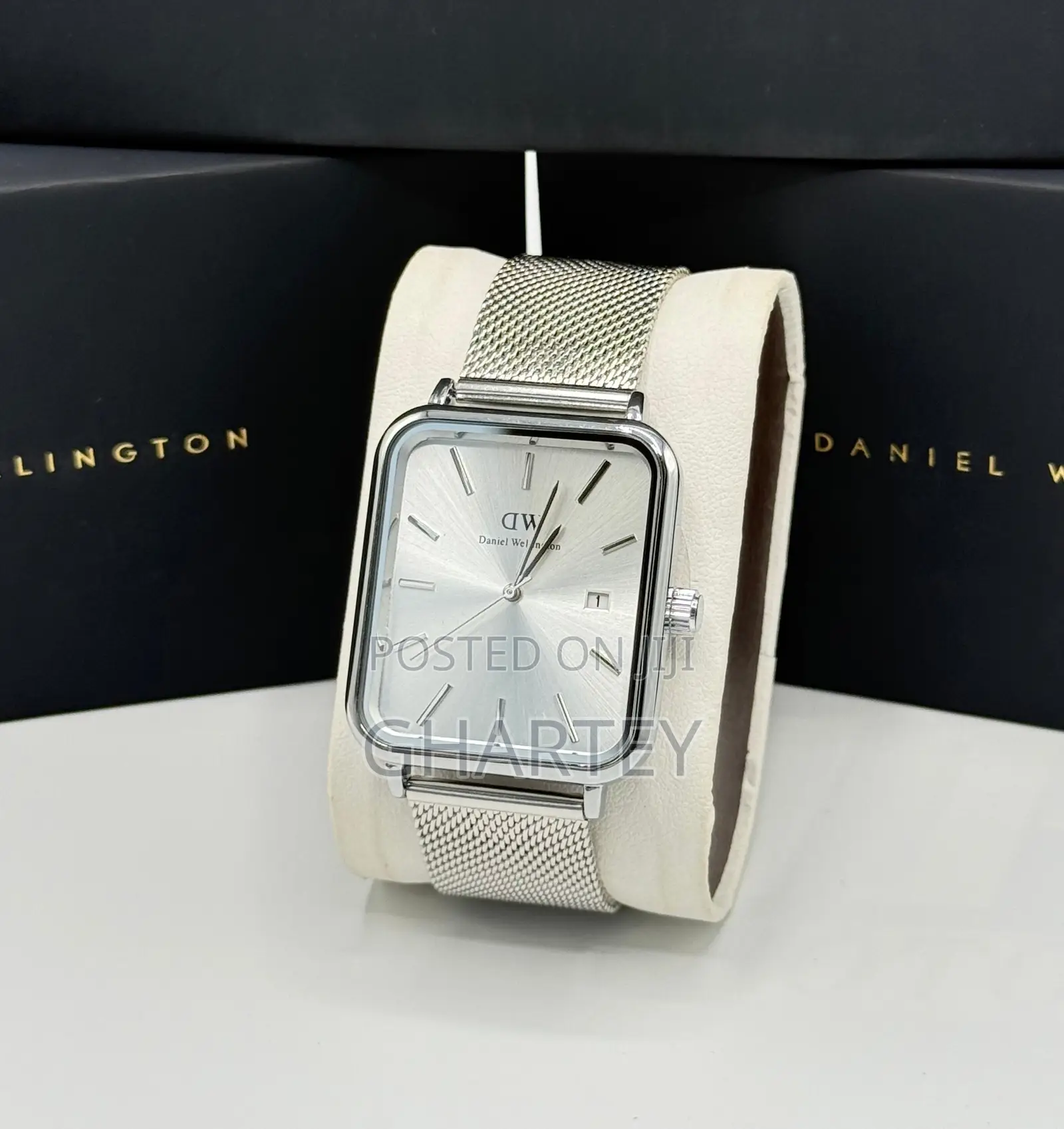 Rectangular Stainless Dial Mesh Strap Daniel Wellington Unisex Watch