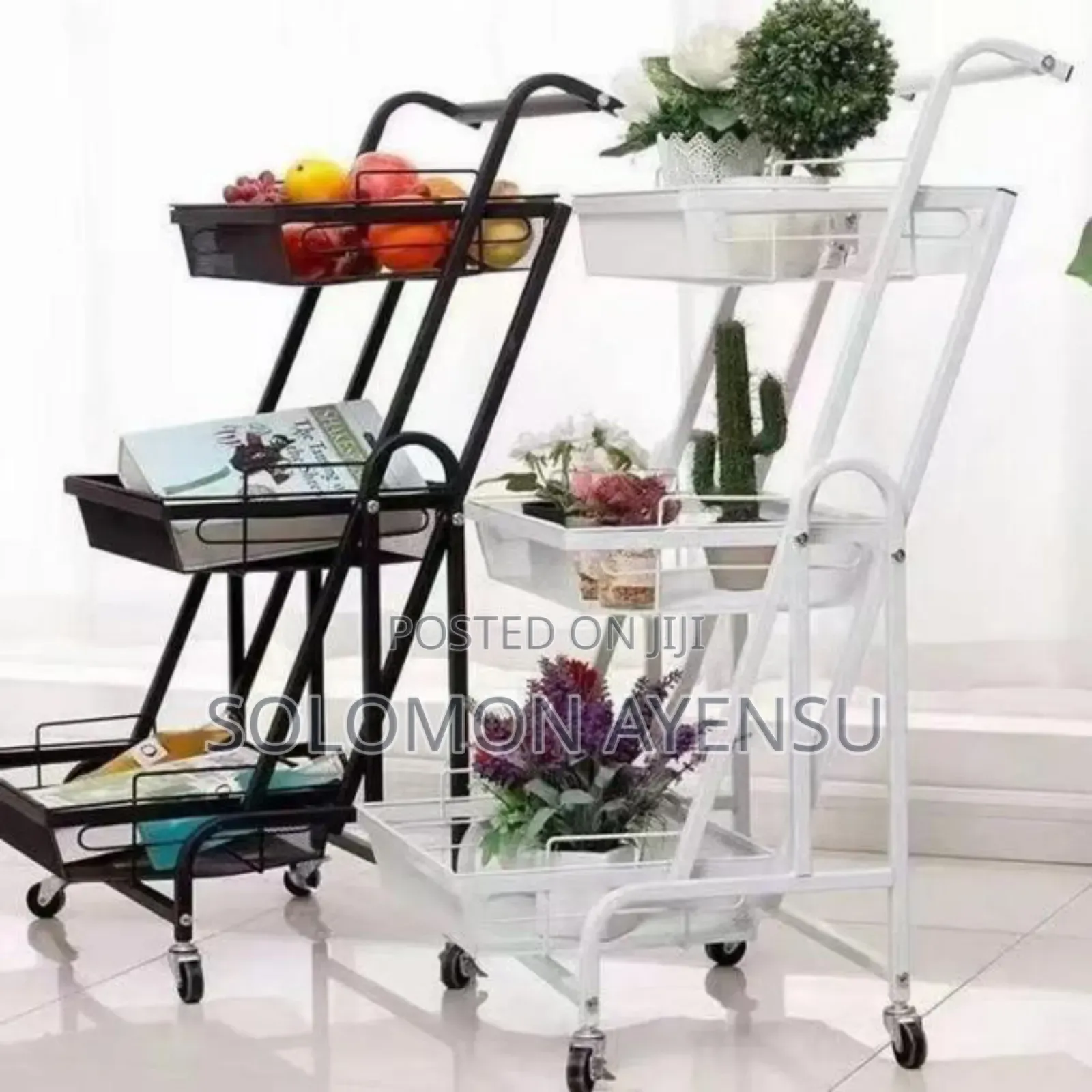 Quality 3-tier Foldable Rolling Utility Carts.
