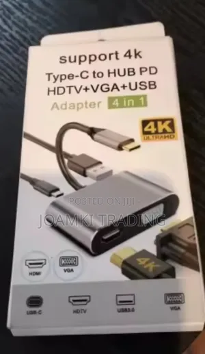 4 in 1 Usb Type C Hub Docking Station to Hdtv, Vga,100w Pd for Laptop