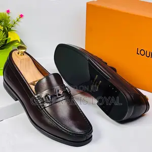 Louis Vuitton Coffee Solid Leather Men’S Loafers