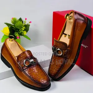 Salvatore Ferragamo Brown Solid Leather Men’S Loafer