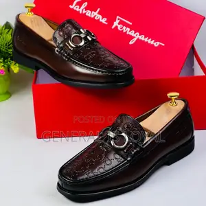 Salvatore Ferragamo Coffee Solid Leather Men’S Loafer