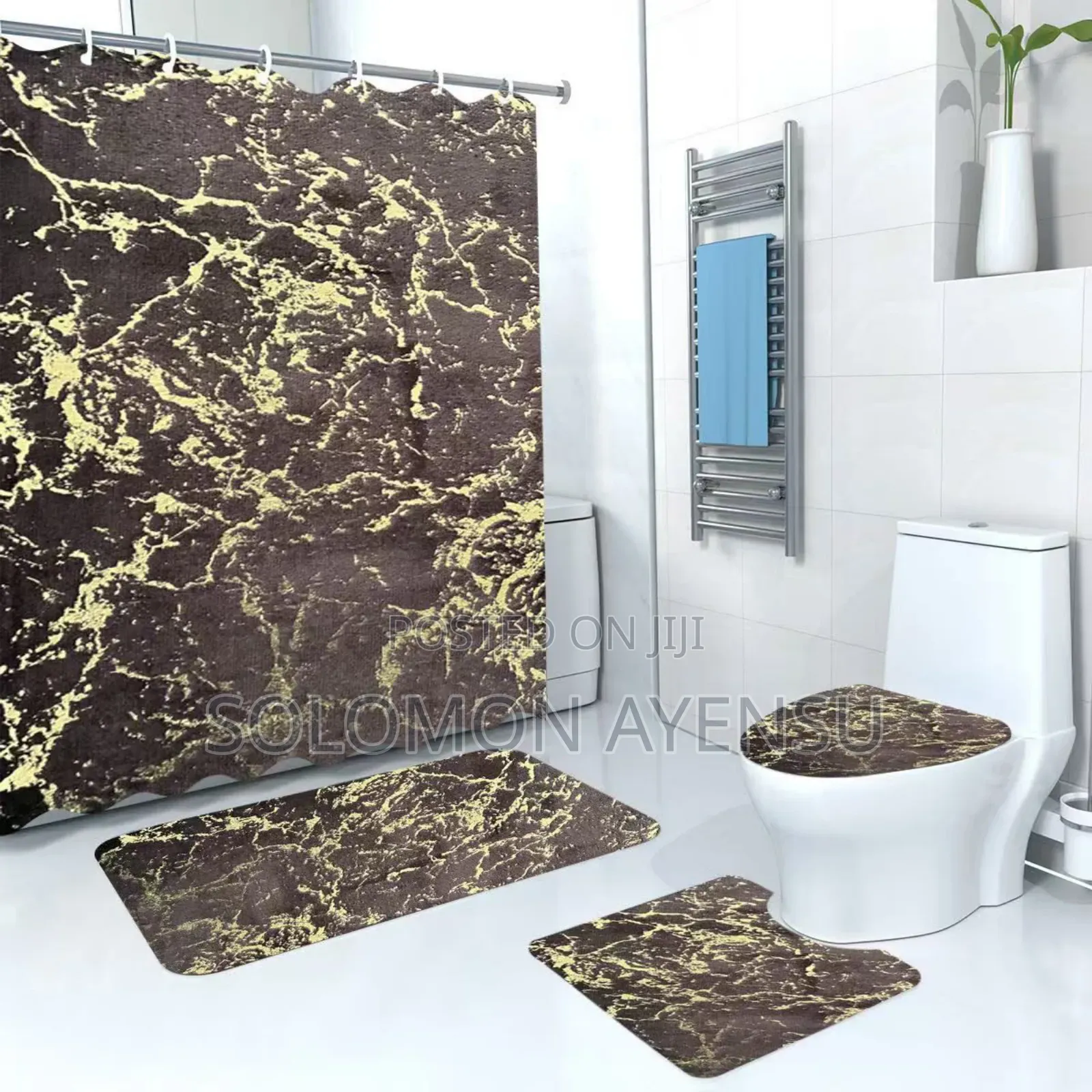 Quality 3 Pieces Toilet Seat With Shower Curtains