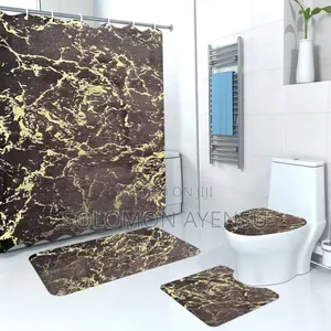 Quality 3 Pieces Toilet Seat With Shower Curtains