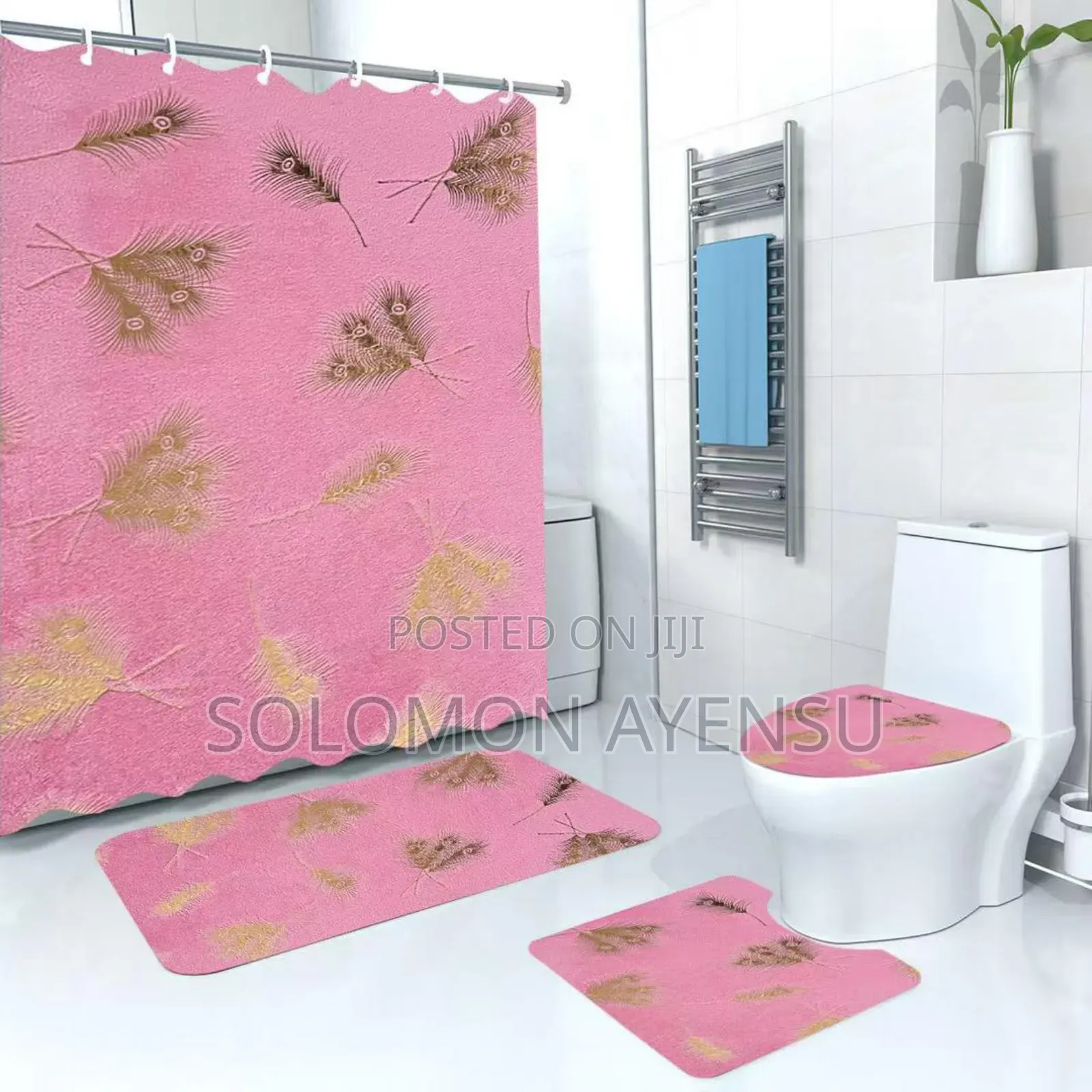 Quality 3 Pieces Toilet Seat With Shower Curtains