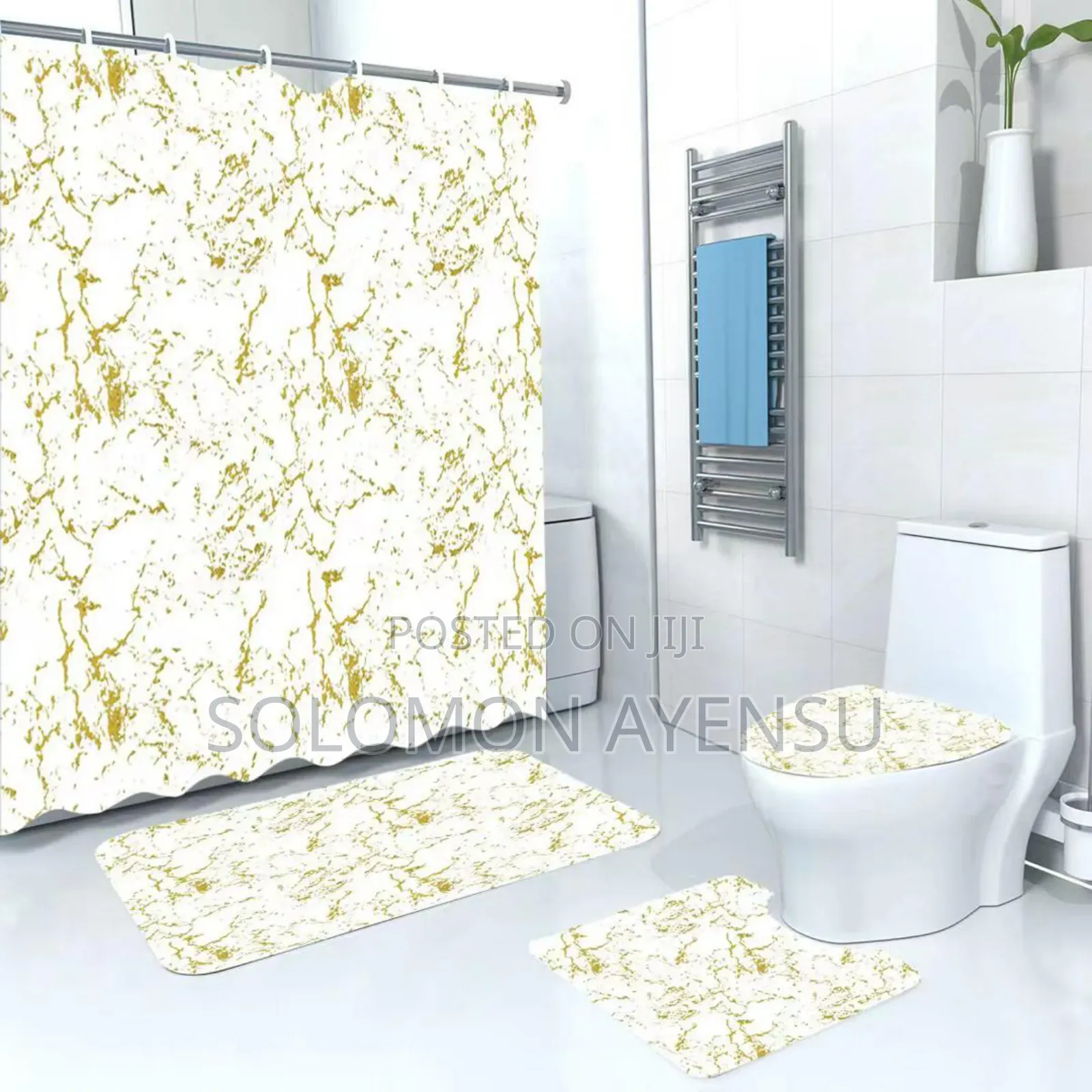 Quality 3 Pieces Toilet Seat With Shower Curtains