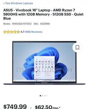 New Laptop Asus Vivobook 16 12GB AMD Ryzen 7 SSD 512GB