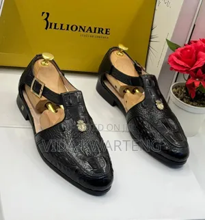 Quality Billionaire Black Leather Shoe Sandals