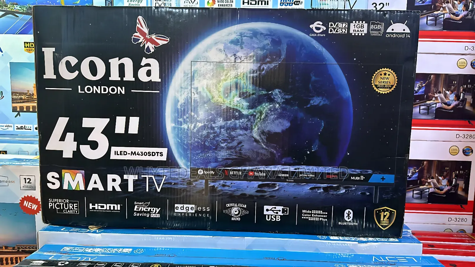 Icona London 43" Smart Android Led Tv| Bluetooth| Uk Brand|Voice Contr