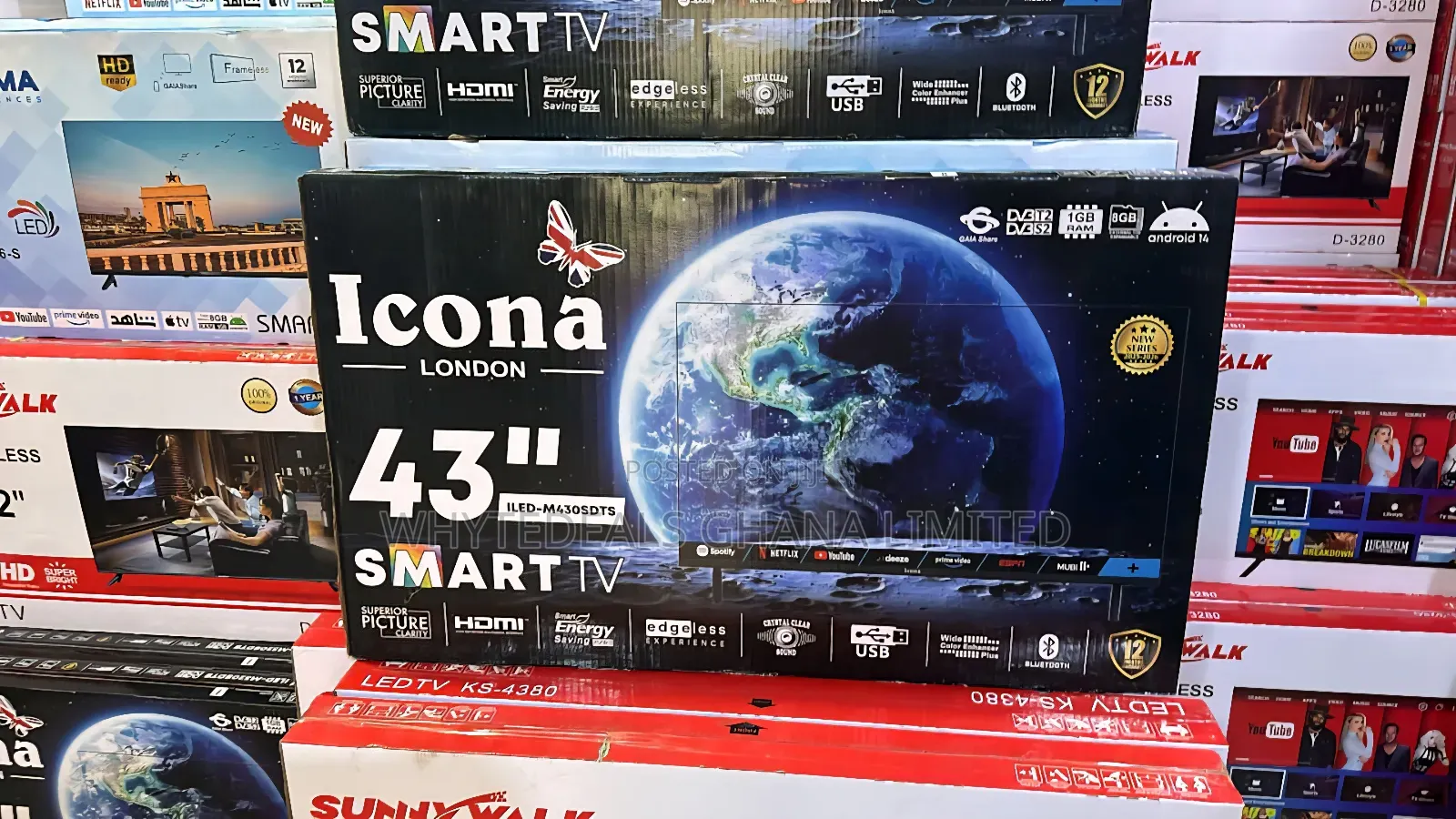 Icona London 43" Smart Android Led Tv| Bluetooth| Uk Brand|Voice Contr