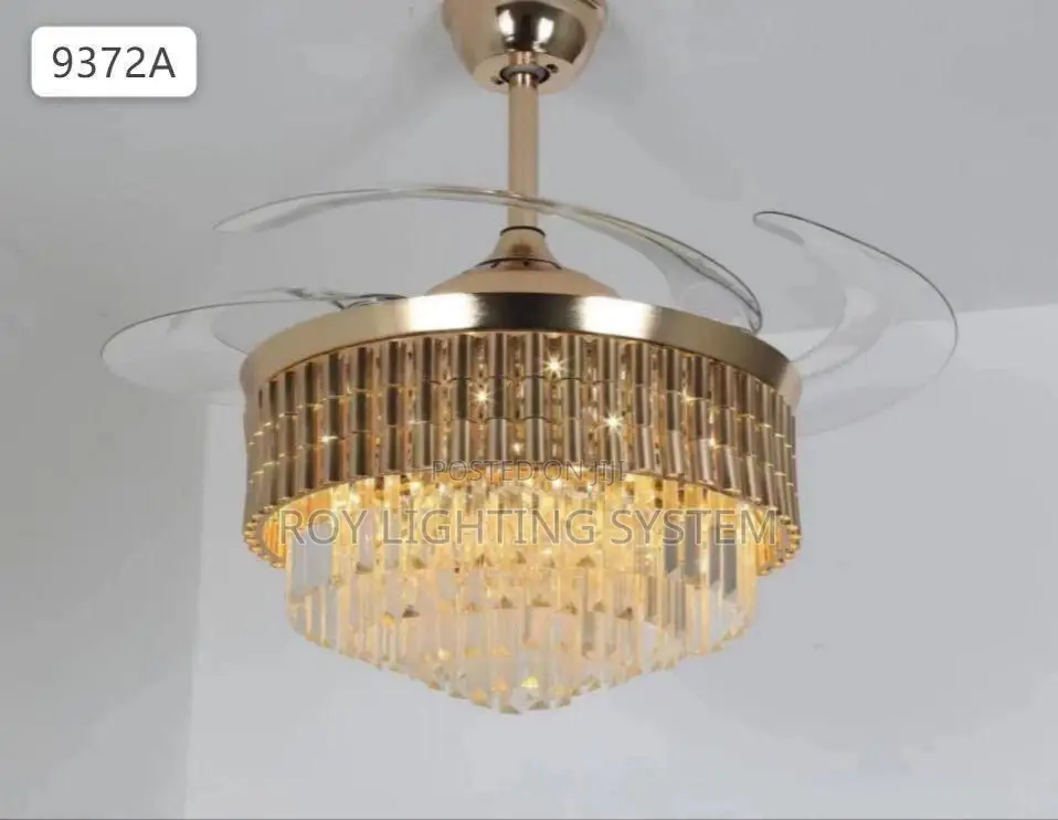 Gold Chandelier Bluetooth Fan With Light