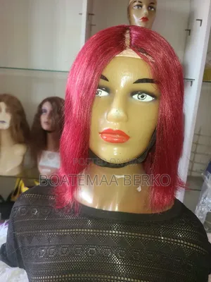 Short Wine Color Wig Cap
