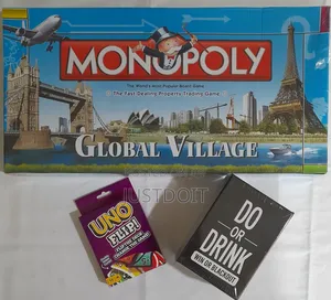 Monopoly Uno and Do or Drink Party Game.