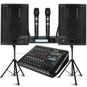 A Pair of JBL Speaker Mixer Amp and Set of Microphone