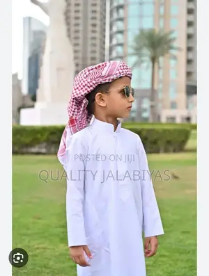 Kids Jalabiya Scarf,Robe (White)