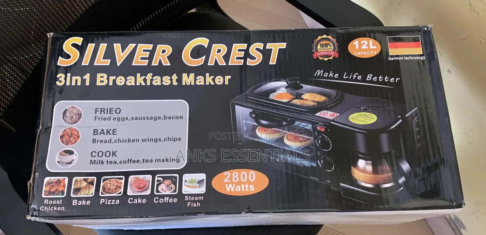 Portable 3-in-1 Breakfast Combo – Oven, Coffee, Fryer