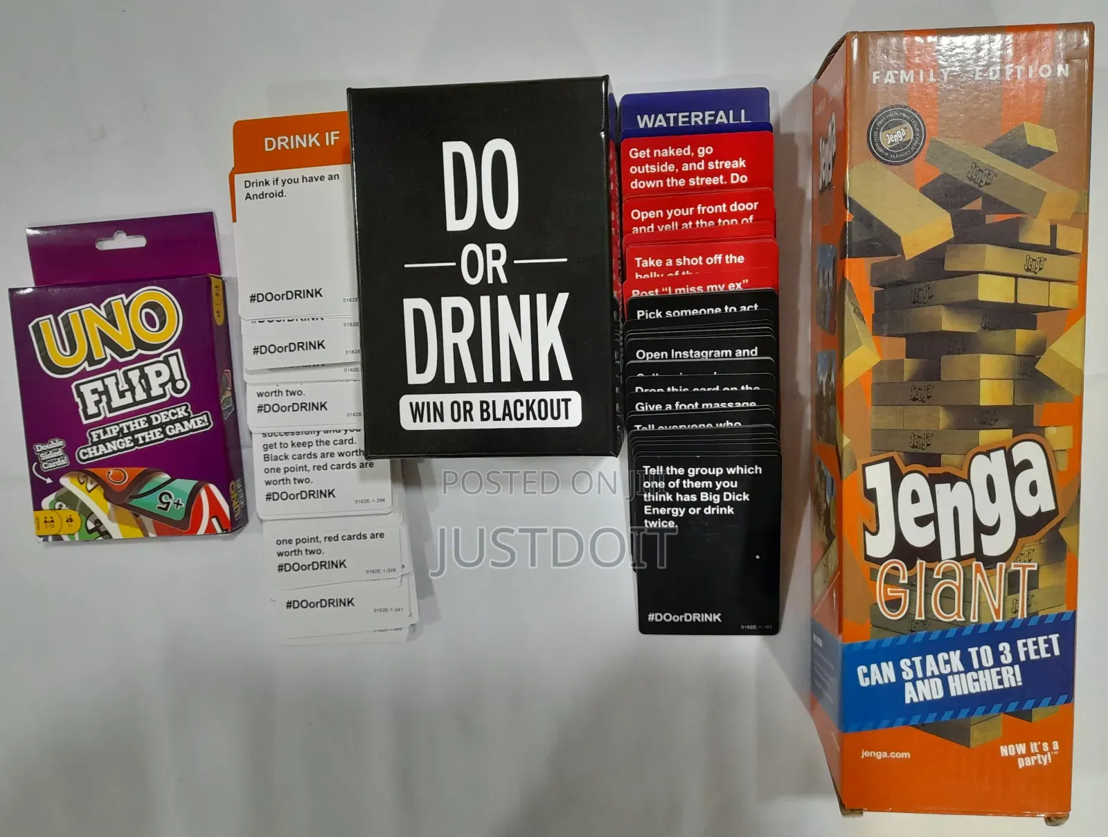 Jenga Giant + Uno + Do or Drink Package.