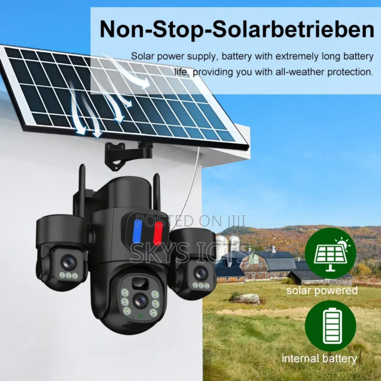 3 Lens 9mp Solar 4g Camera - Eseecloud