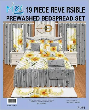 Quality MXS 19 Piece Reversible Prewashed Bedspread Set.: 100% Cotton.