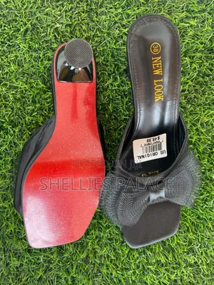 Women Black Bowtie Fashionable High Heels Slippers