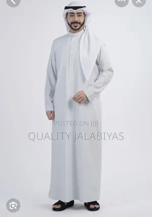 Jalabiya and Scarf Robe Set(White)