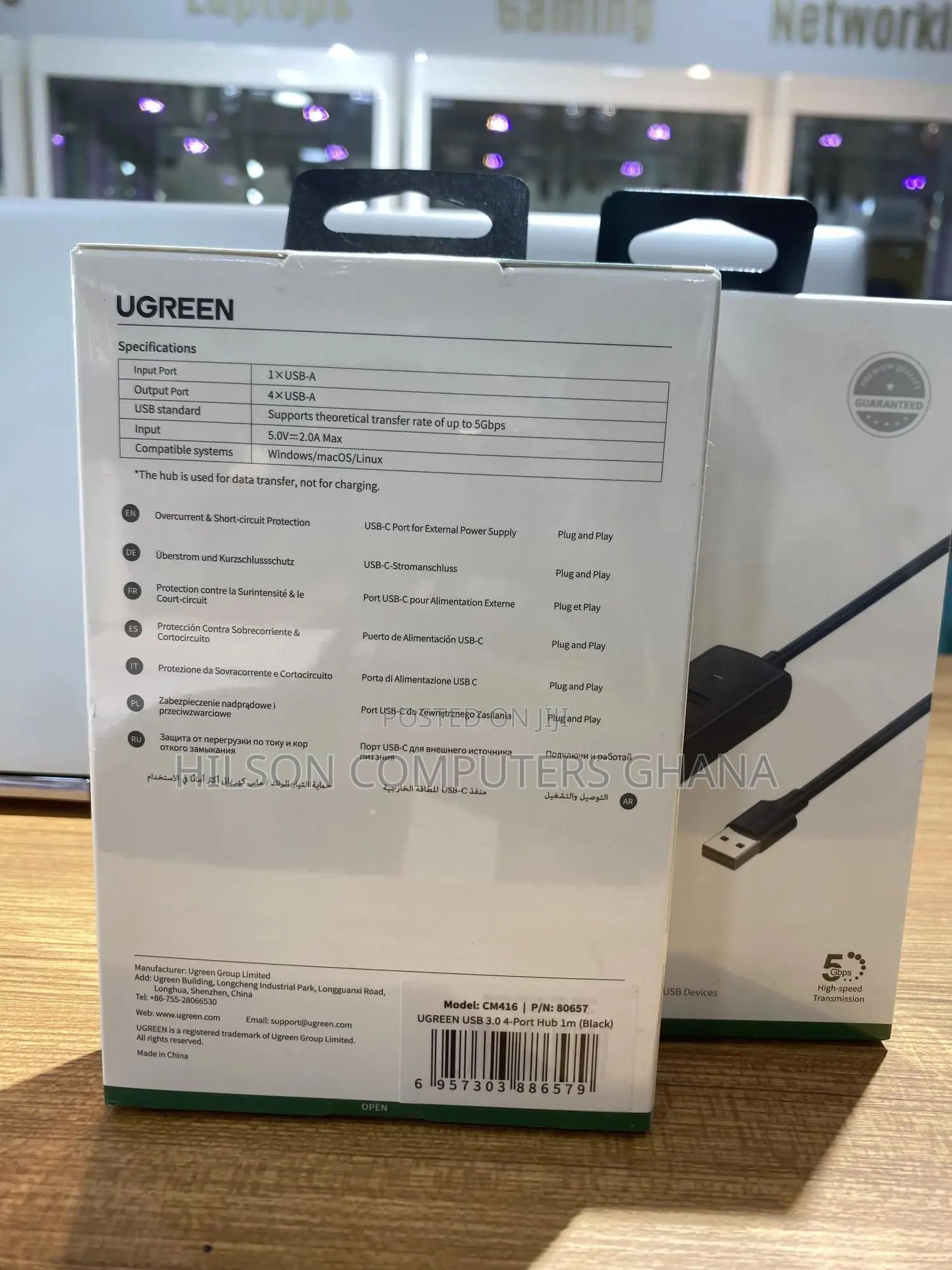 Ugreen 80657 4-Port Usb 3.0 Hub With 5gbps Transmission Rate