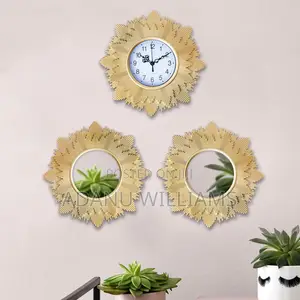 Home Decor 3pcs Vintage Hanging Round Decorative Wall Mirror Clock