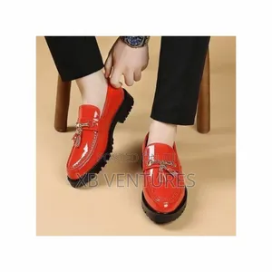 Banagat Men's Glossy Business Slip-Ons Formal Corporate Shoes Red