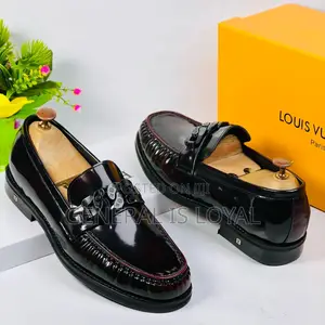 Louis Vuitton Dark Wine Solid Leather Men’S Loafers