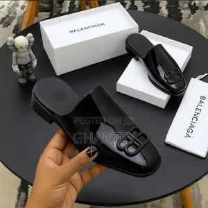 Balenciaga Luxury Bold Men Bb Logo Mules Available in All Black