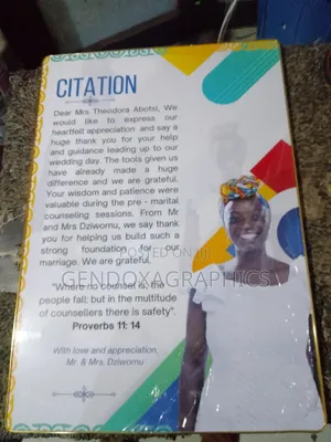 Citation Big A2 Size for Schools Churches, Awards Etc