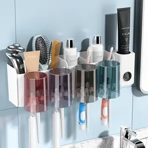 Classy Toothpaste Dispenser /Toothbrush Holder With Cups Organizer
