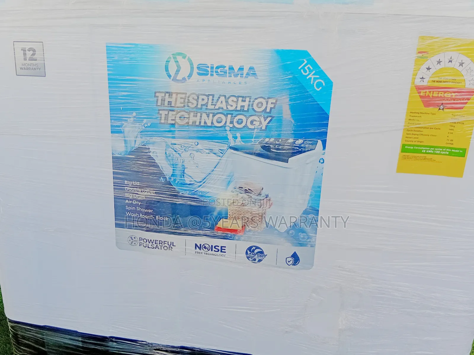 **Sigma Heavy-Duty 15kg Twin Tub Washer – Rust-Resistant Body*