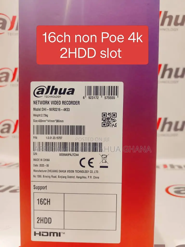 Dahua 16channel Non Poe 2hdd