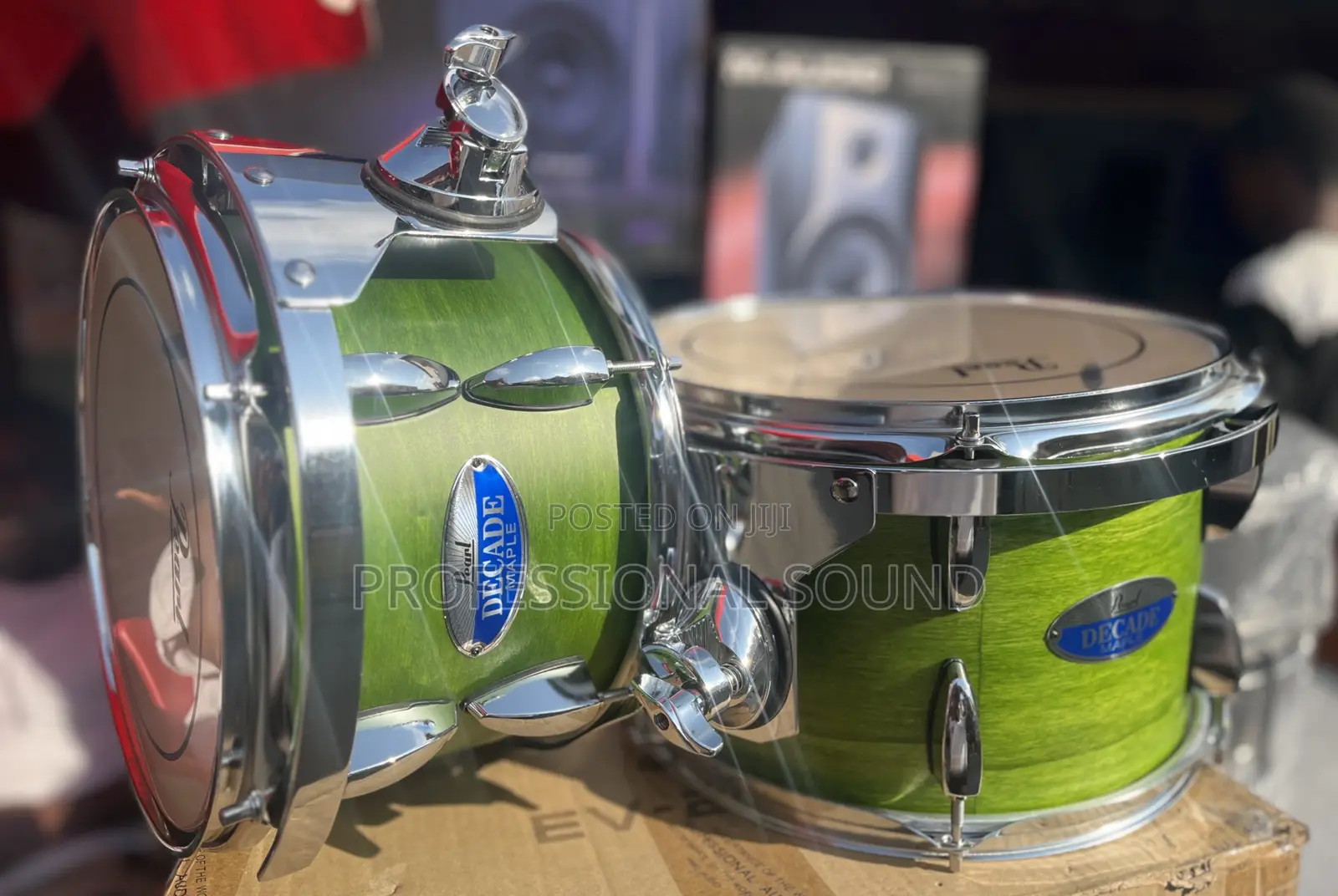 Pearl Decade Maple Series Drum Tom-Toms in a Green Lacquer Finish
