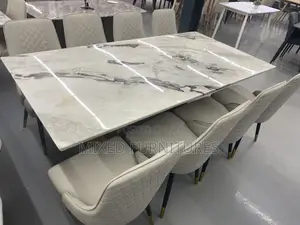 Marble Dining Table With 8 Chairs (Heavy Marble )