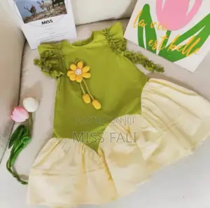 Amazing Green and Yellow Dress for Girl. 9-10y