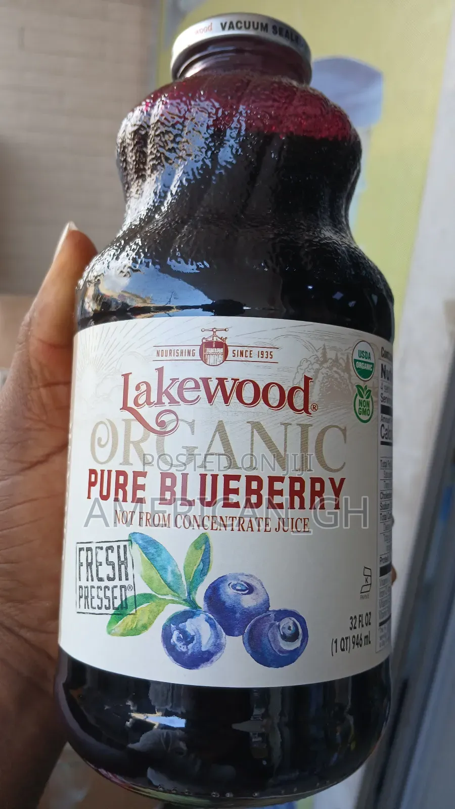Lakewood Organic Pure Blueberry Juice, 946ml