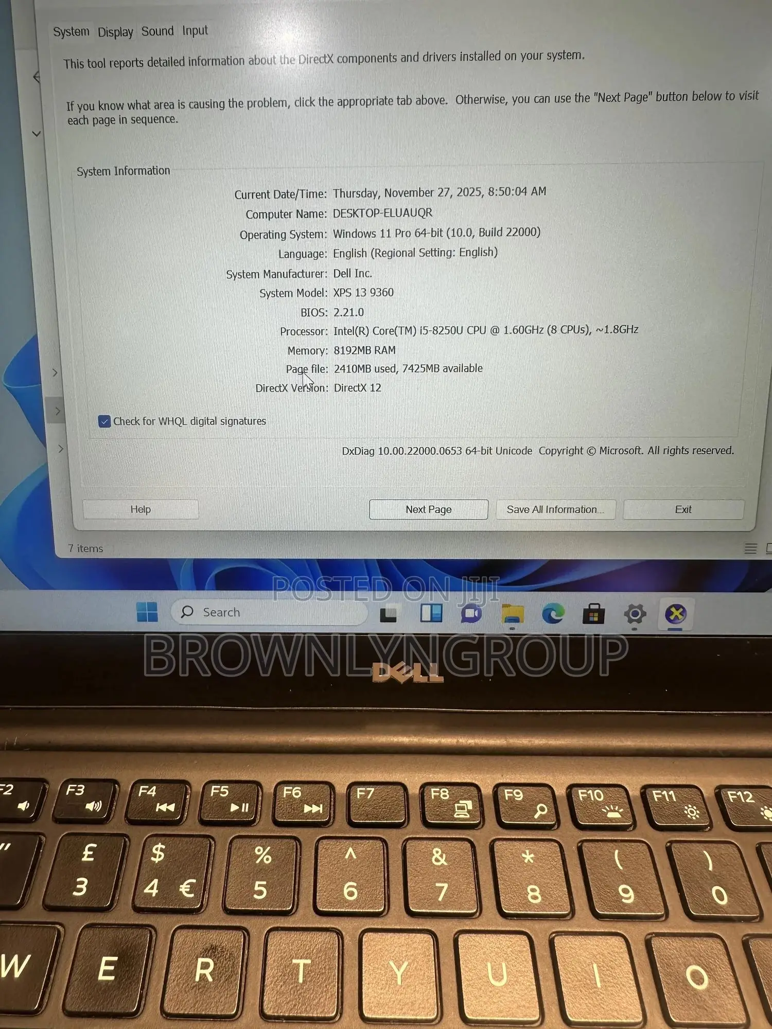 Laptop Dell XPS 13 9360 8GB Intel Core I5 SSD 256GB