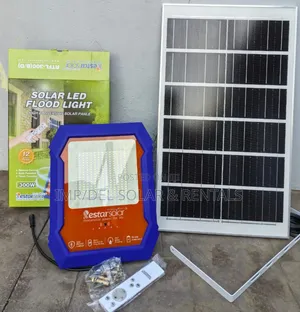 300w Solar Led Floodlight With Panel, Remote Control, Timer Functions