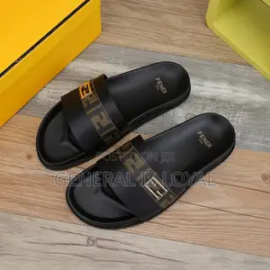 Fendi Roma Black Slides/Sandals