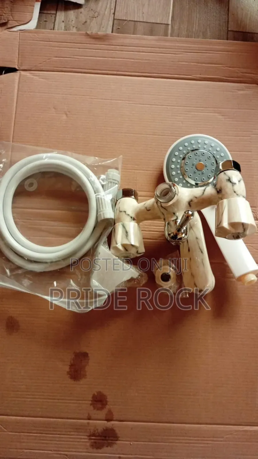 Plastic Telephone Shower Tap, Black and White, Anti Rust
