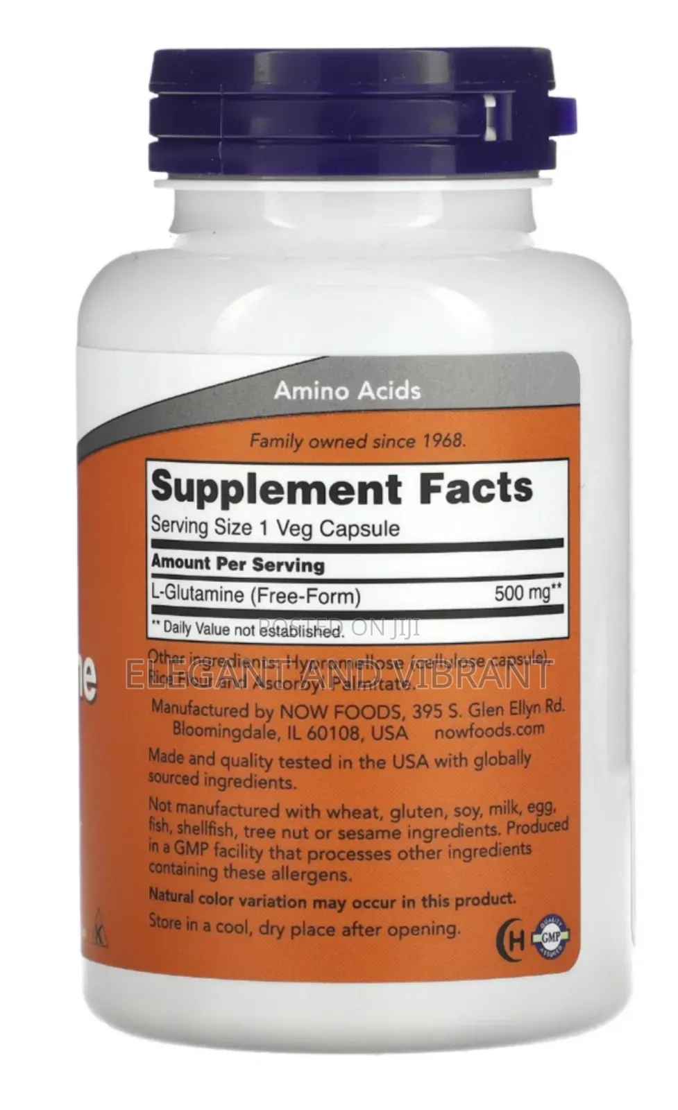 L-glutamine 500 Mg 120 Veg Capsules Gmp Quality Assured, Vegan,