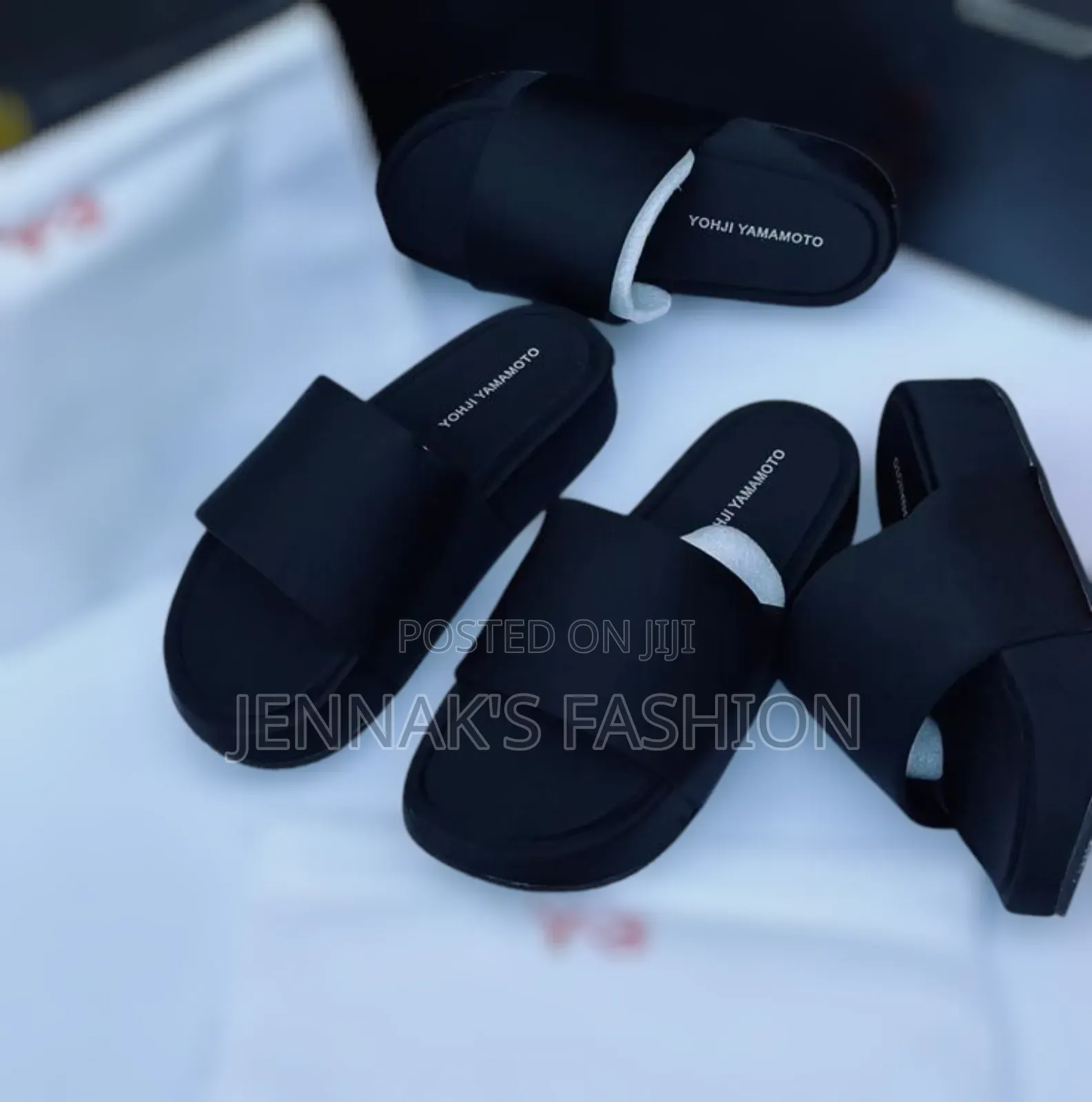 Red White Y-3 Slides